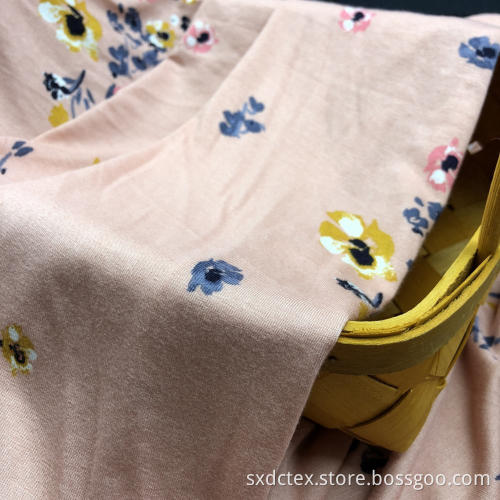 Pink Base Floral Print Viscose Single Jersey Fabric